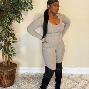 Waist tie jersey jumpsuit
